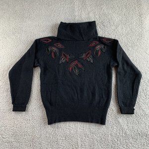 Vintage Evan Davies Sweater Women Medium‎ Lambswool Angora Patchwork Black NEW